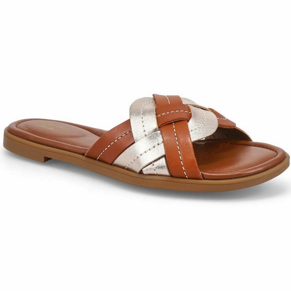 CLARKS Leather Weave Flat Sandals Size 9 NWT